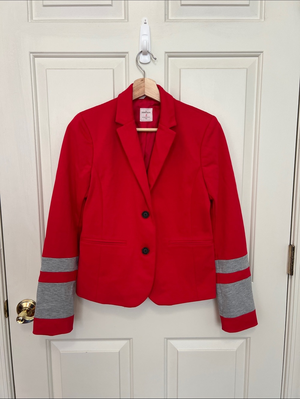 GAP Red Blazer with Gray Sleeve Stripes